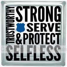 TRUSTWORTHY STRONG SERVE & PROTECT SELFLESS (with shield)