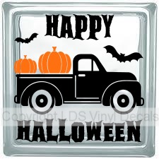 Happy Halloween Vintage Truck +  Pumpkins