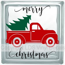 merry christmas Vintage Truck + Tree (Triple-Color)